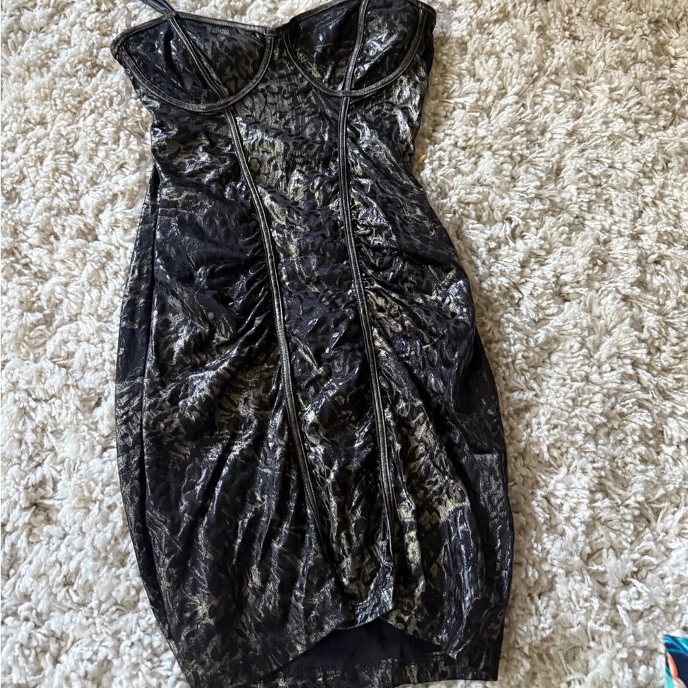 Symphony Black and Silver Textured Fabric lingerie like dress